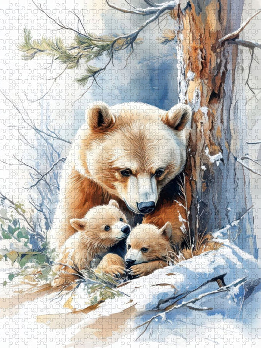 Eine Bärin mit ihren Jungen - CALVENDO Foto-Puzzle'