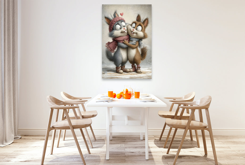 Premium Textil-Leinwand Hasen - Liebe