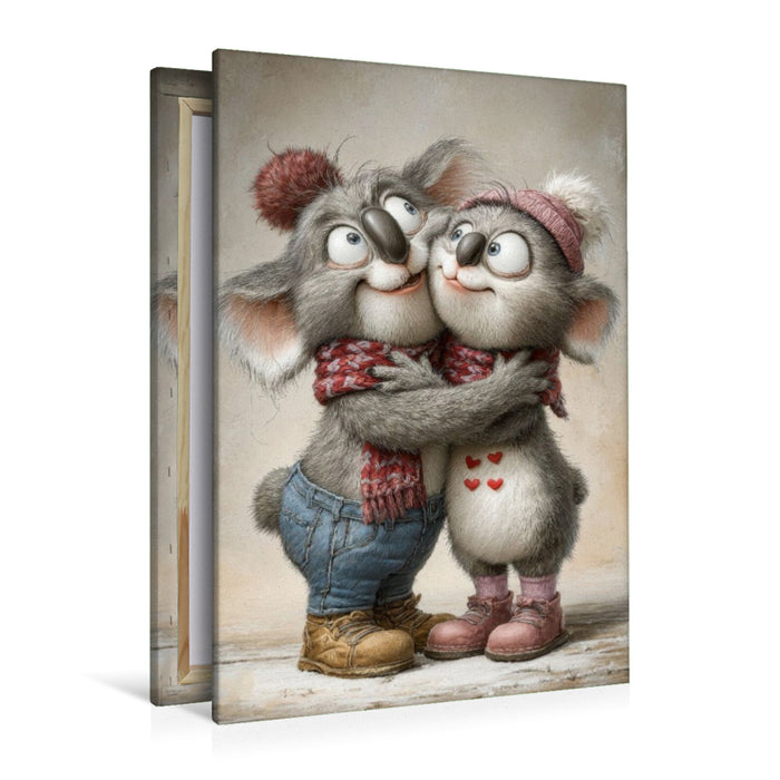 Premium Textil-Leinwand Koala - Liebe