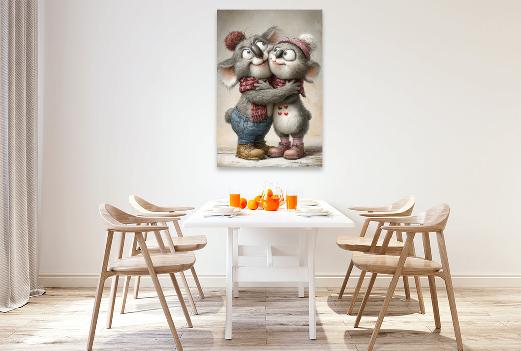Premium Textil-Leinwand Koala - Liebe
