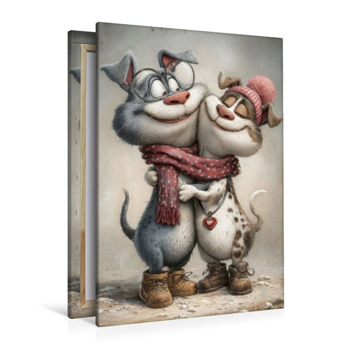 Premium Textil-Leinwand Hunde - Liebe