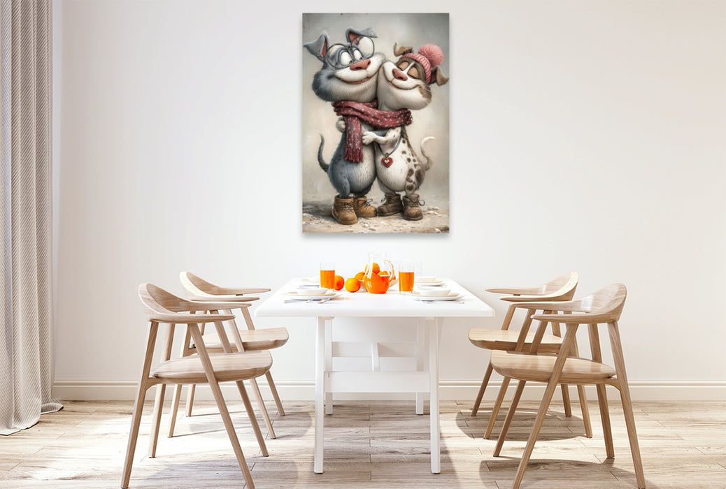 Premium Textil-Leinwand Hunde - Liebe