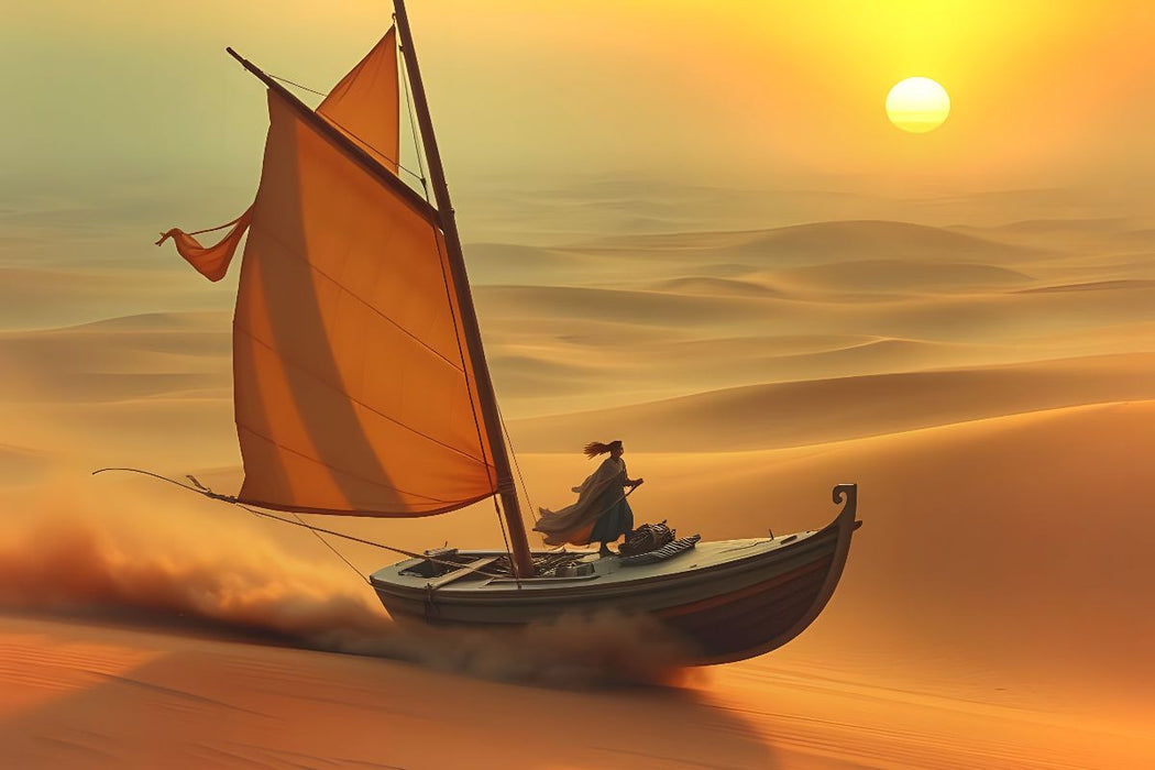 Premium Textil-Leinwand Segel über der Wüste