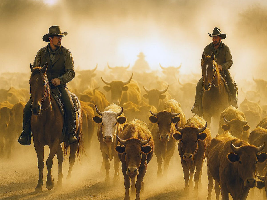 Cowboys begleiten eine Rinderherde - CALVENDO Foto-Puzzle'