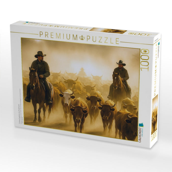 Cowboys begleiten eine Rinderherde - CALVENDO Foto-Puzzle'