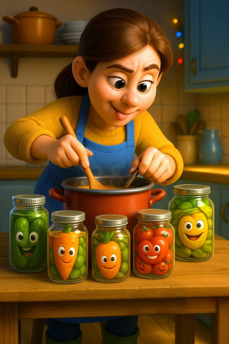 Premium Textil-Leinwand Einkochzauber - Einwecken der eigenen Ernte