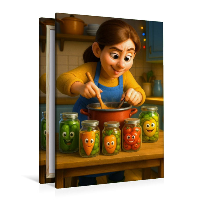 Premium Textil-Leinwand Einkochzauber - Einwecken der eigenen Ernte