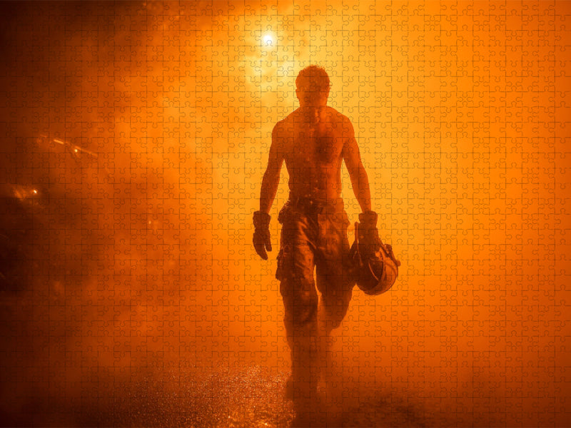 Feuriger und sexy Feuerwehrmann mit Muskeln im Einsatz - CALVENDO Foto-Puzzle'