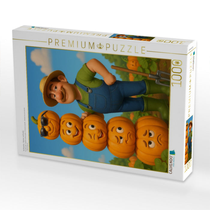 Kürbisstolz - Gärtner mit Kürbis - CALVENDO Foto-Puzzle'