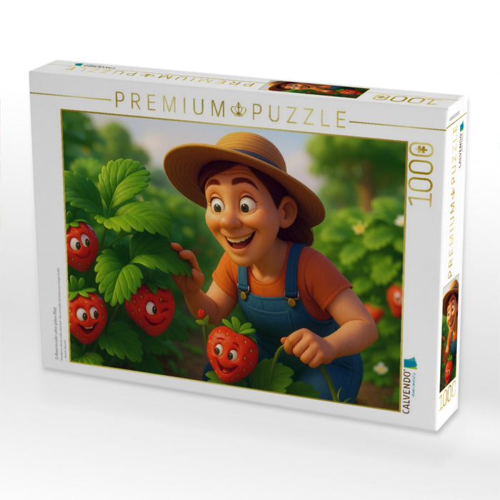 Erdbeerwunder unter jedem Blatt - CALVENDO Foto-Puzzle'