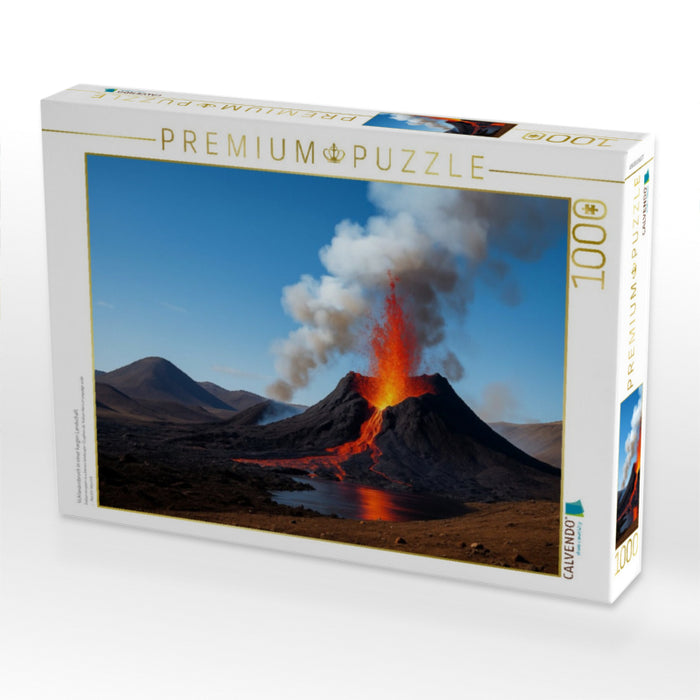 Vuklanausbruch in einer kargen Landschaft - CALVENDO Foto-Puzzle'