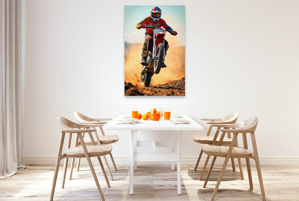 Premium Textil-Leinwand Wheelie Power – Motocross pur