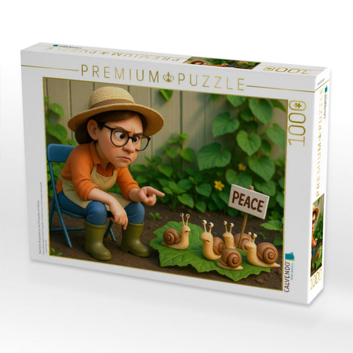 Deutliche Ansprache an die Schnecken im Garten - CALVENDO Foto-Puzzle'