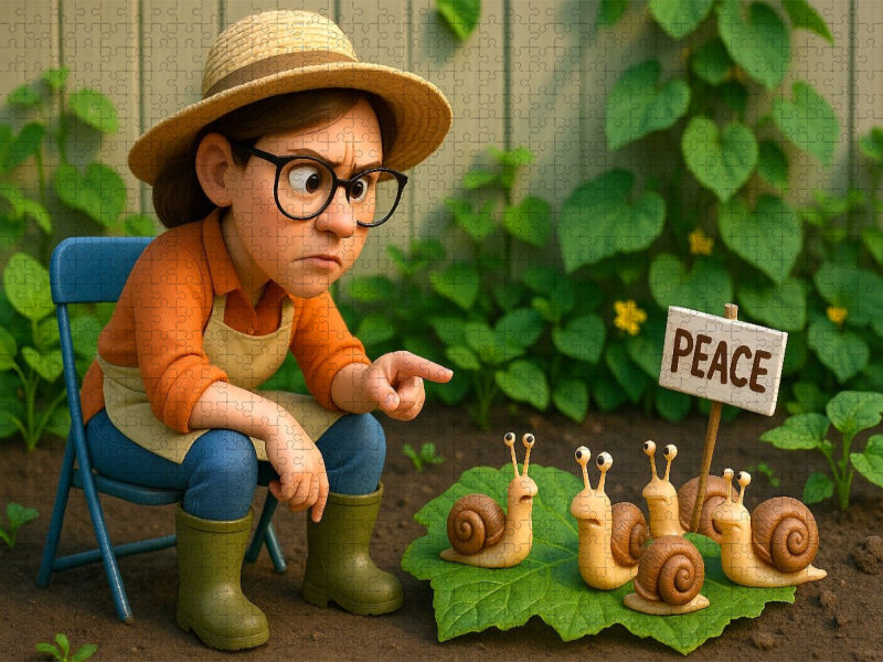 Deutliche Ansprache an die Schnecken im Garten - CALVENDO Foto-Puzzle'