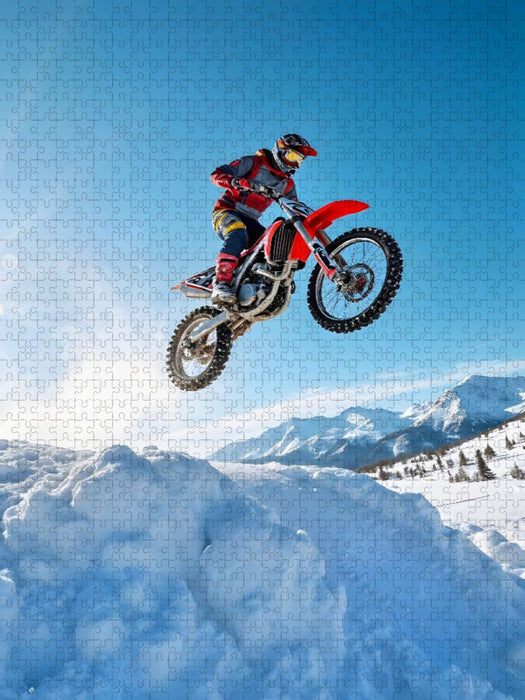 Frozen Flight – Motocross im Schnee - CALVENDO Foto-Puzzle'