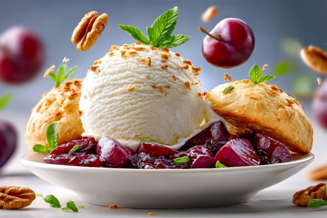 Premium Textil-Leinwand Heiße Zimtpflaumen treffen