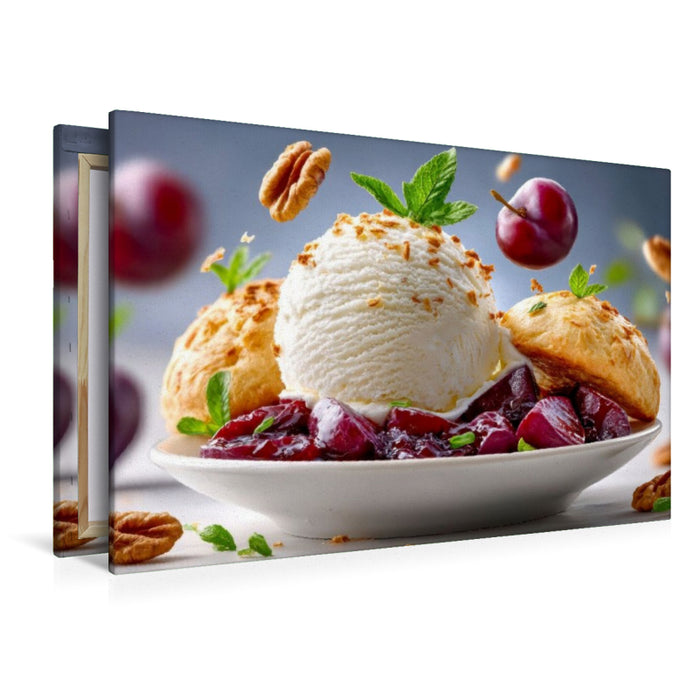 Premium Textil-Leinwand Heiße Zimtpflaumen treffen