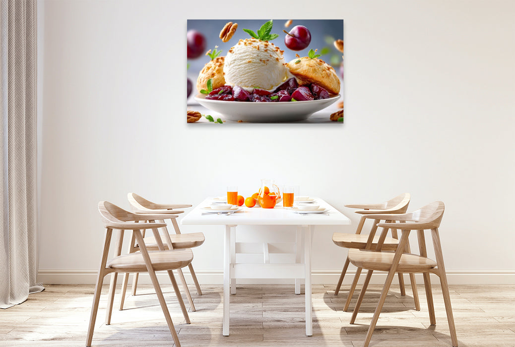 Premium Textil-Leinwand Heiße Zimtpflaumen treffen