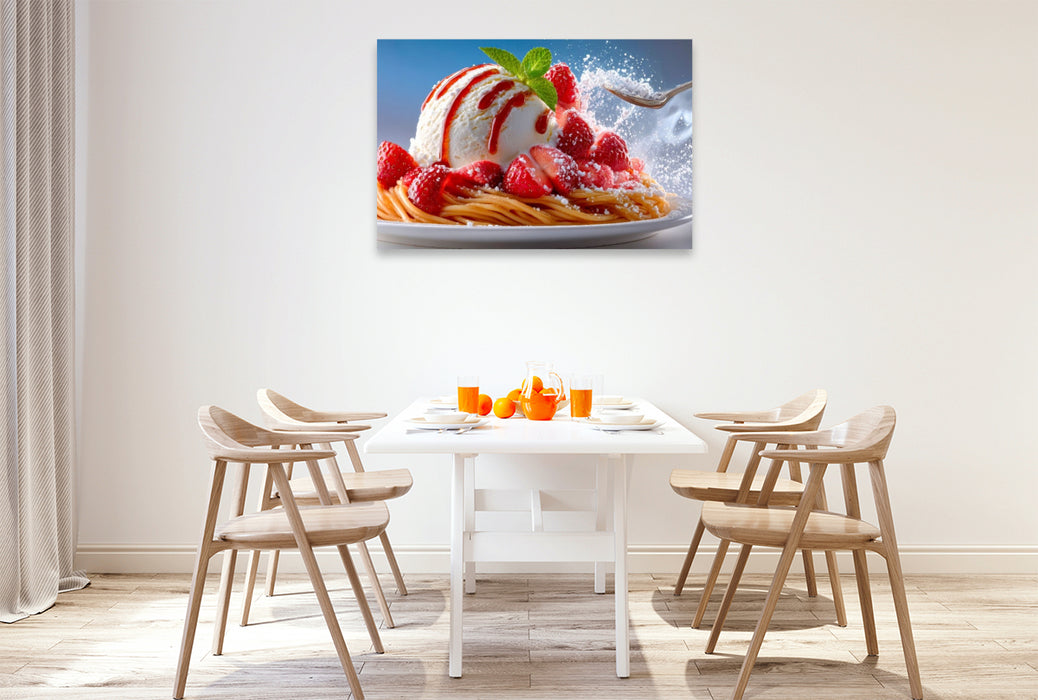 Premium Textil-Leinwand Mmmm! Spaghetti-Eis