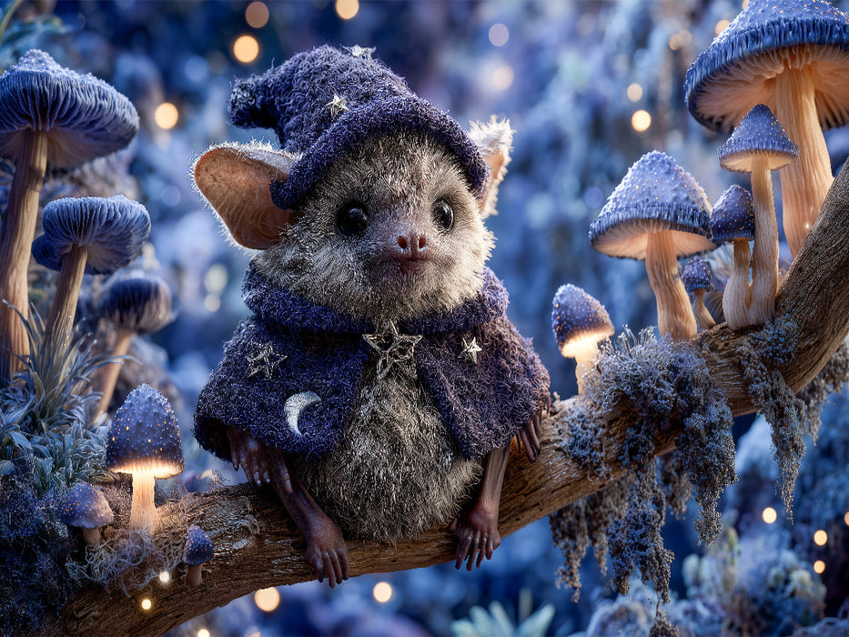 Zauberhafte Fledermaus als Zauberer im Pilzwald - CALVENDO Foto-Puzzle'