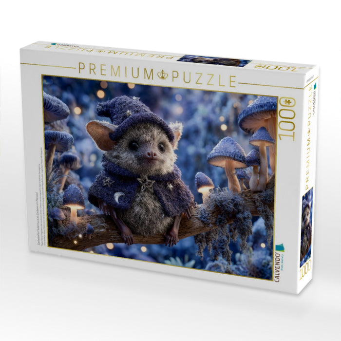 Zauberhafte Fledermaus als Zauberer im Pilzwald - CALVENDO Foto-Puzzle'
