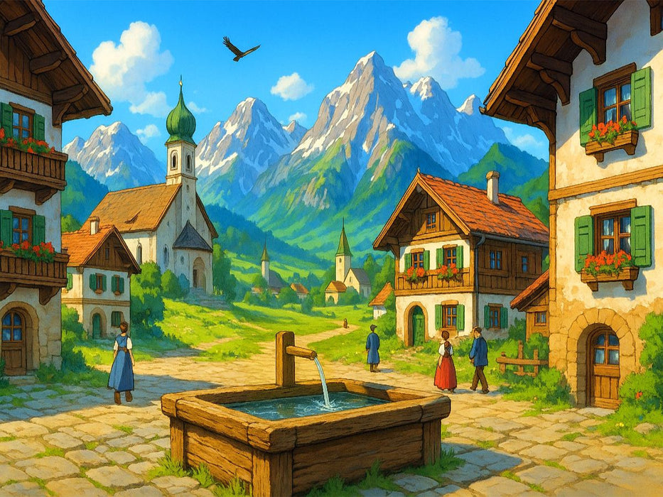 Die Tränke im Dorf - Anime Alpen - CALVENDO Foto-Puzzle'