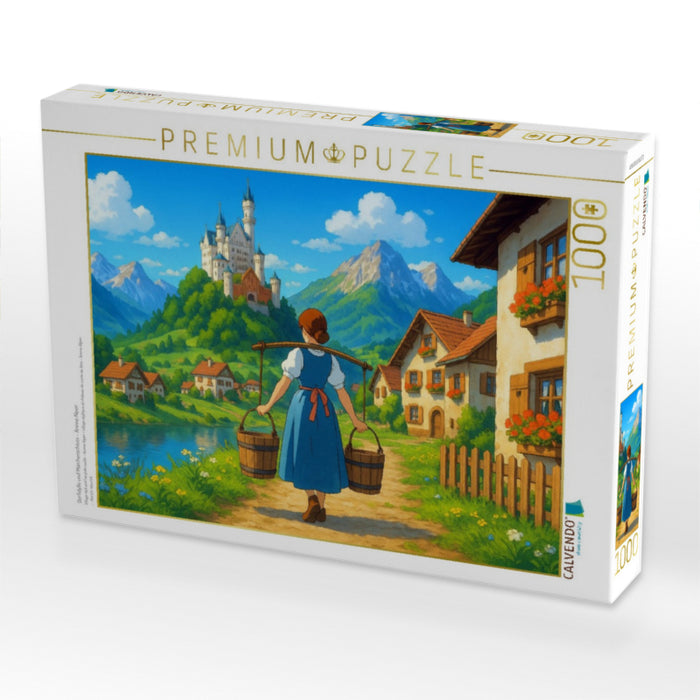 Dorfidylle und Märchenschloss - Anime Alpen - CALVENDO Foto-Puzzle'