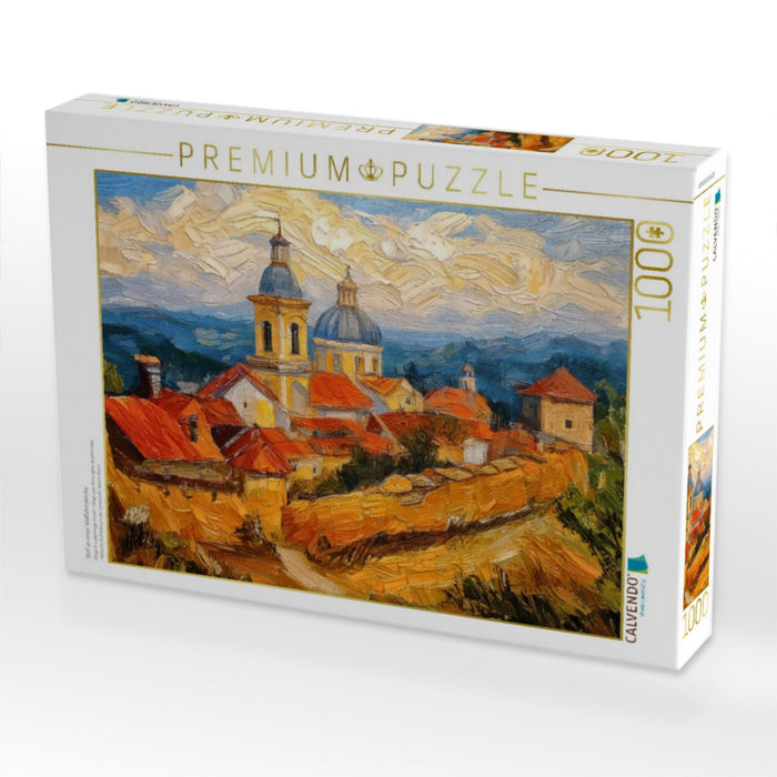 Dorf an einer Wallfahrtskirche - CALVENDO Foto-Puzzle'