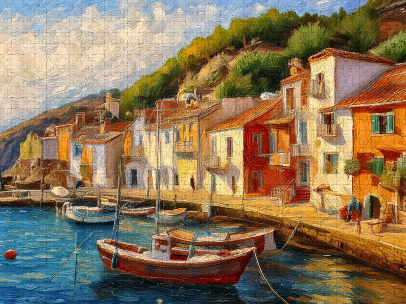 Fischerdorf an einem kleinen Mittelmeerhafen - CALVENDO Foto-Puzzle'