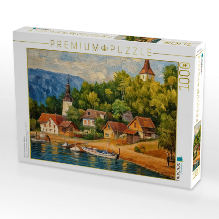 Dorf an einem kleinen Badesee - CALVENDO Foto-Puzzle'