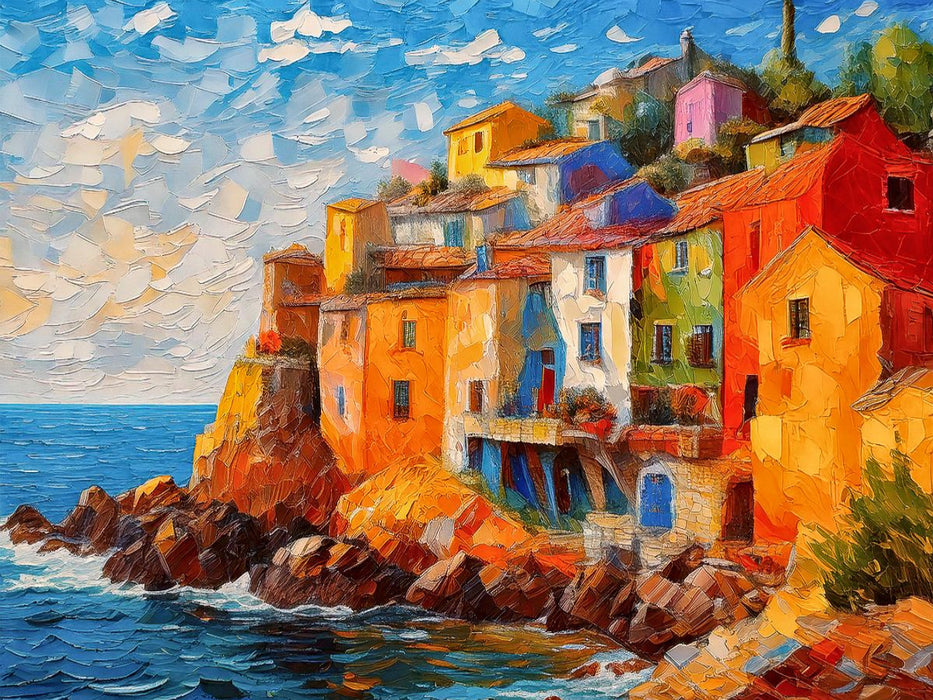 Dorf an einer felsigen Mittelmeerküste - CALVENDO Foto-Puzzle'