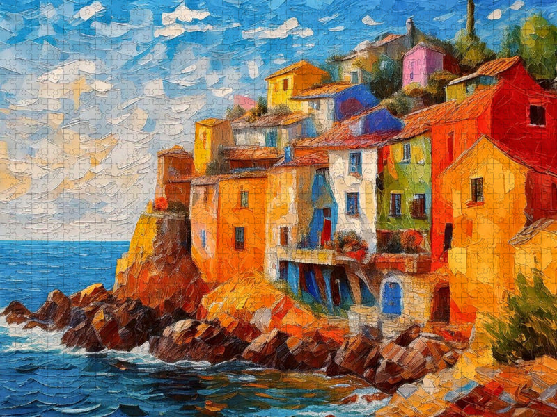 Dorf an einer felsigen Mittelmeerküste - CALVENDO Foto-Puzzle'