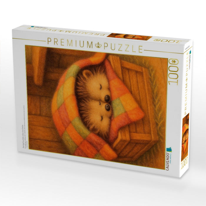 Zwei Igel kuscheln unter einer Decke - CALVENDO Foto-Puzzle'
