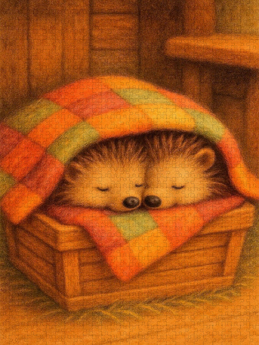 Zwei Igel kuscheln unter einer Decke - CALVENDO Foto-Puzzle'