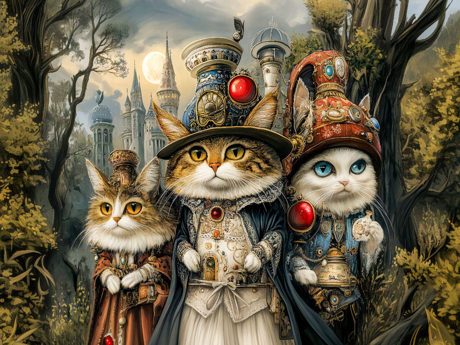 Drei Katzen in der Steampunkwelt - CALVENDO Foto-Puzzle'