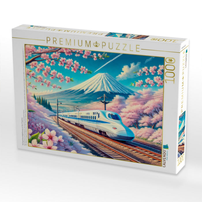 Hochgeschwindigkeitszug vor dem Fujiyama - CALVENDO Foto-Puzzle'