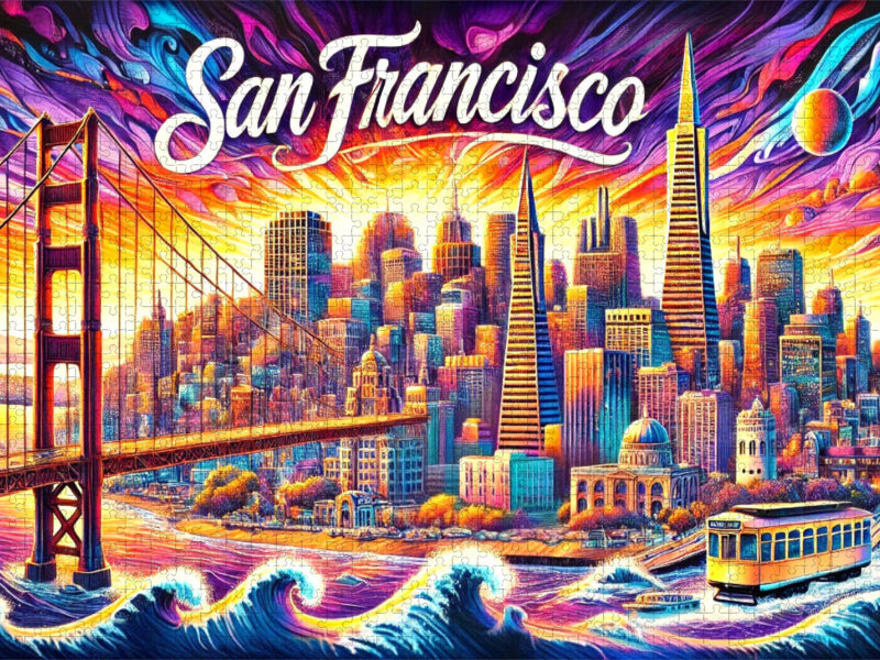 San Francisco - In lebendiger Tusche - CALVENDO Foto-Puzzle'