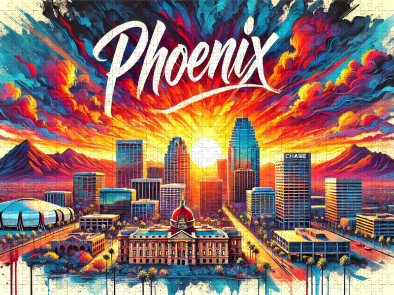 Phoenix – Lebendige Tuscheansicht - CALVENDO Foto-Puzzle'