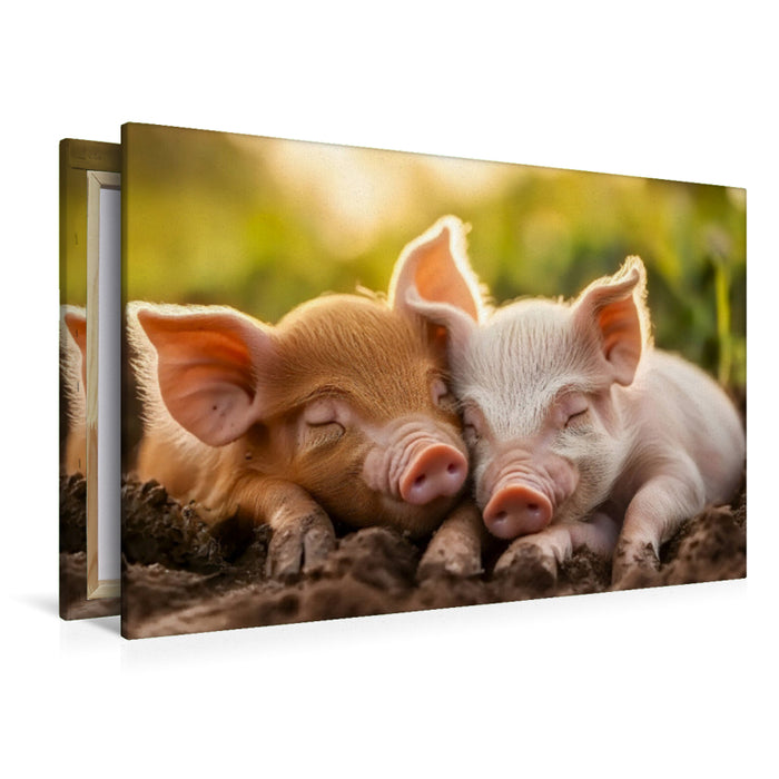 Premium Textil-Leinwand Schweine