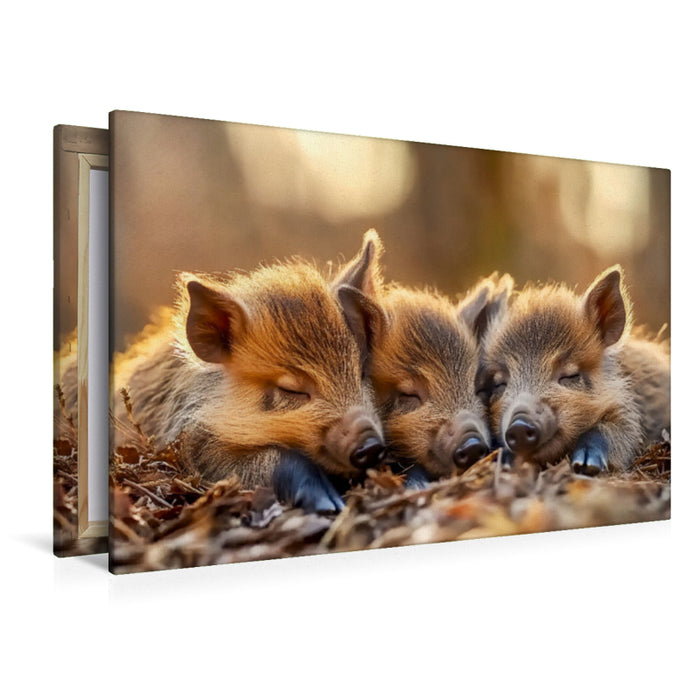 Premium Textil-Leinwand Wildschweine