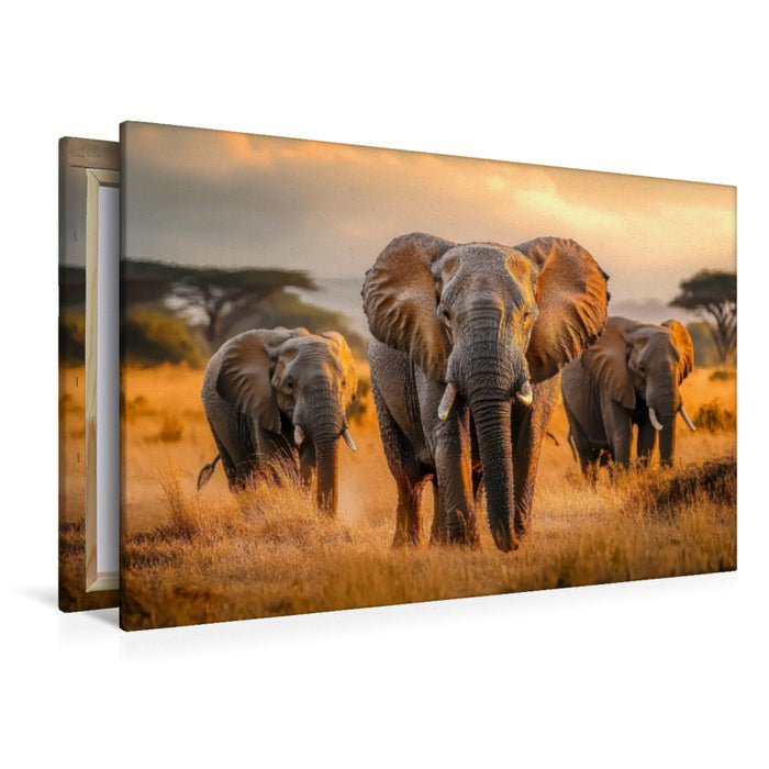 Premium Textil-Leinwand Elefanten