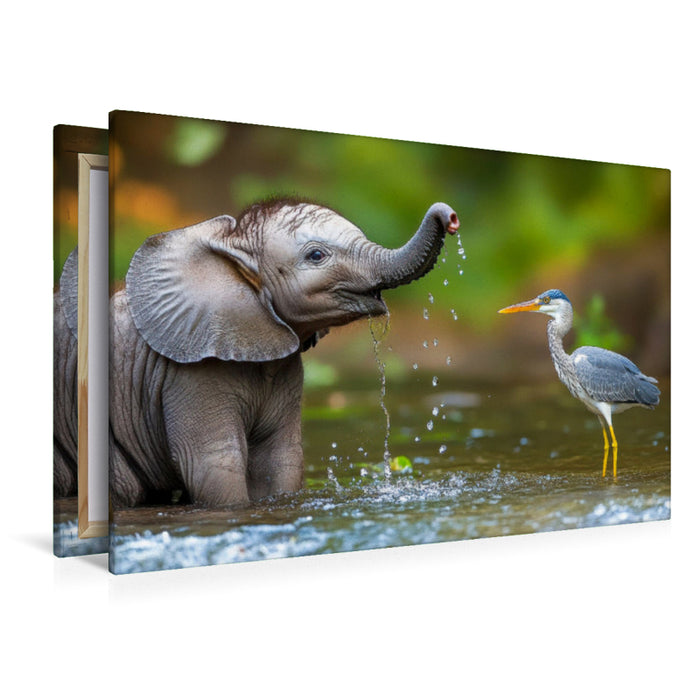 Premium Textil-Leinwand Elefanten