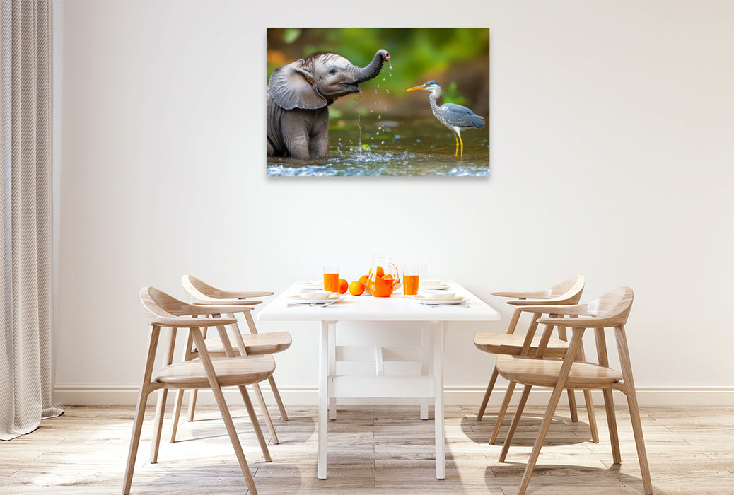 Premium Textil-Leinwand Elefanten
