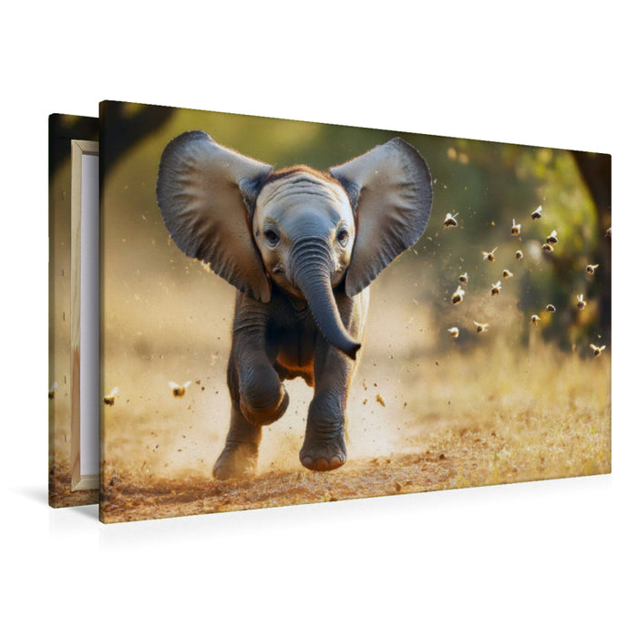 Premium Textil-Leinwand Elefanten