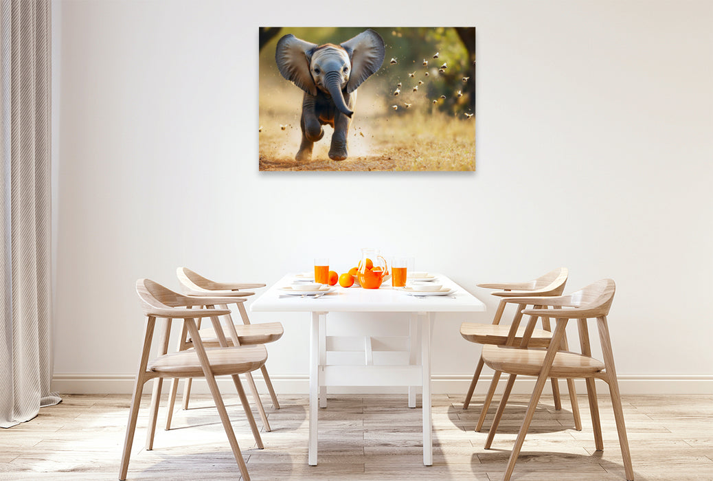 Premium Textil-Leinwand Elefanten