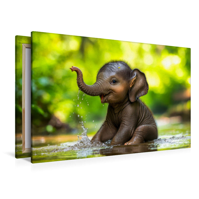 Premium Textil-Leinwand Elefanten