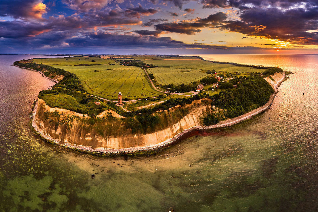 Premium Textil-Leinwand Sonnenuntergang über Kap Arkona