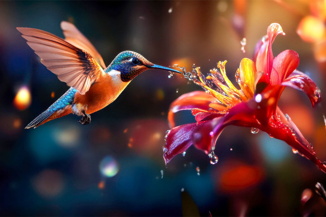 Premium Textil-Leinwand Kolibris