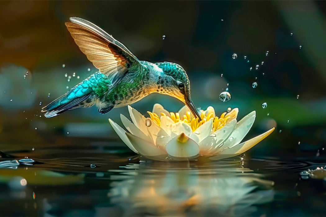 Premium Textil-Leinwand Kolibris