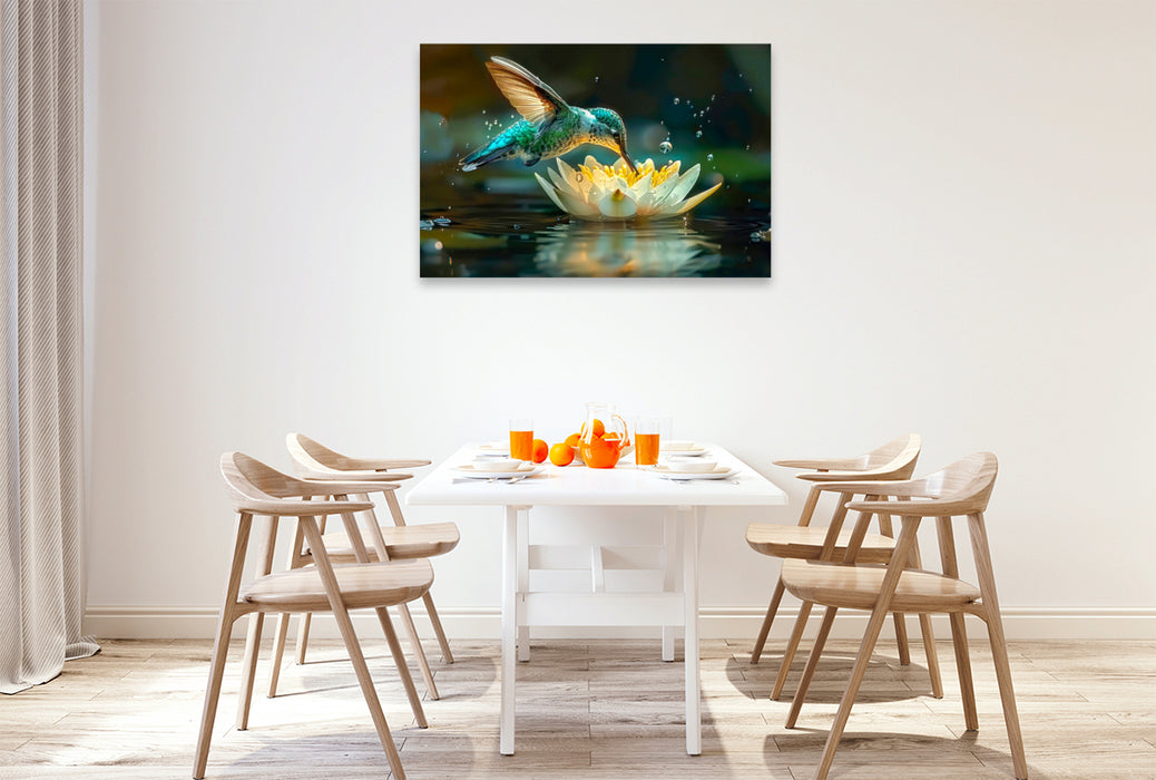 Premium Textil-Leinwand Kolibris